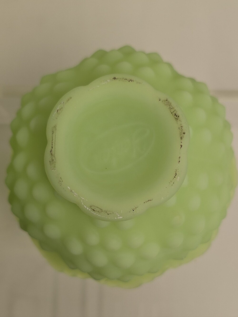 Fenton Lime Shurbet Green Uranium Hobnail Glass Fairy Light - Picture 2 of 10